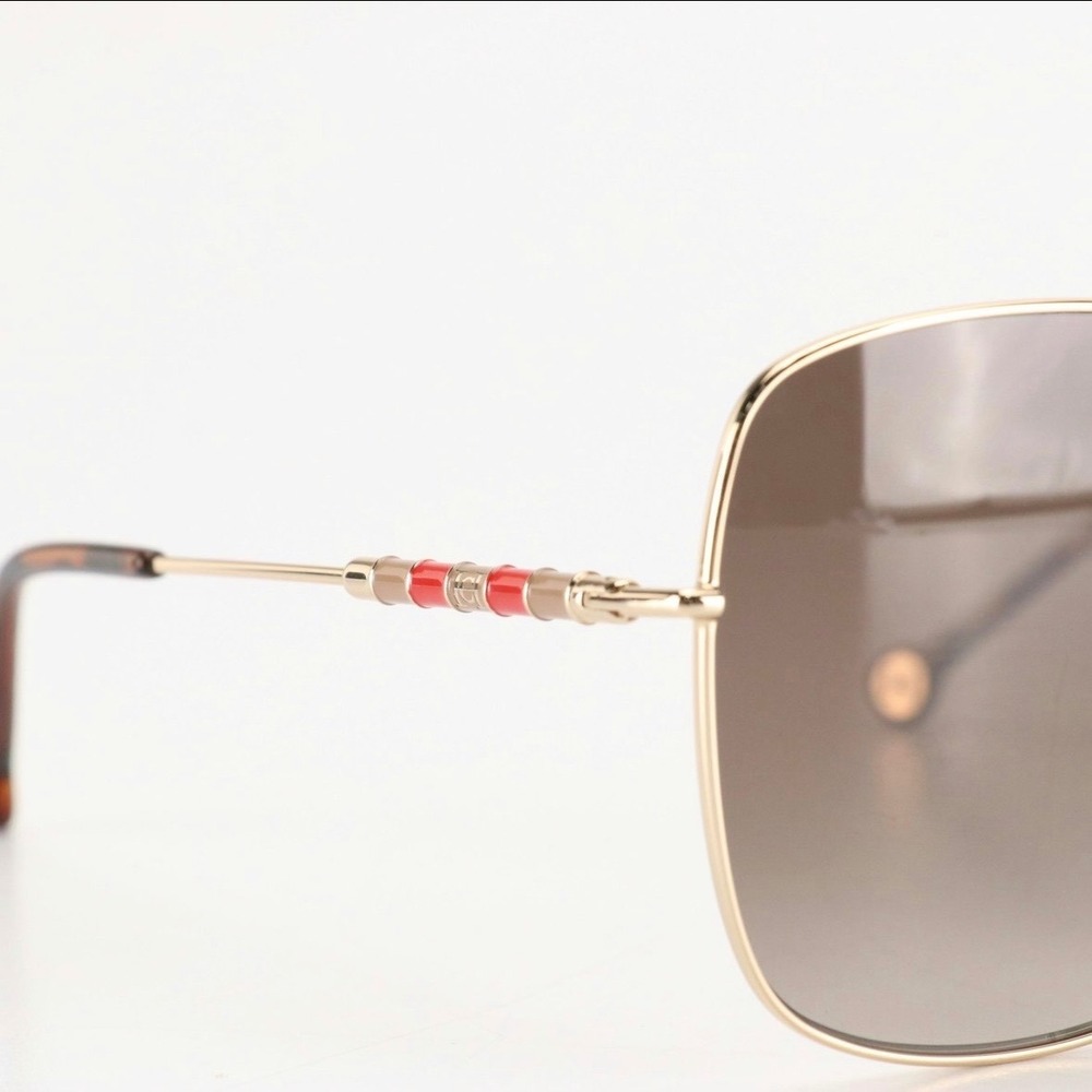 Carolina Herrera Square Oversized Metal Sunglasses CH0035S J5GHA Gold Brown NIB - Picture 4 of 10